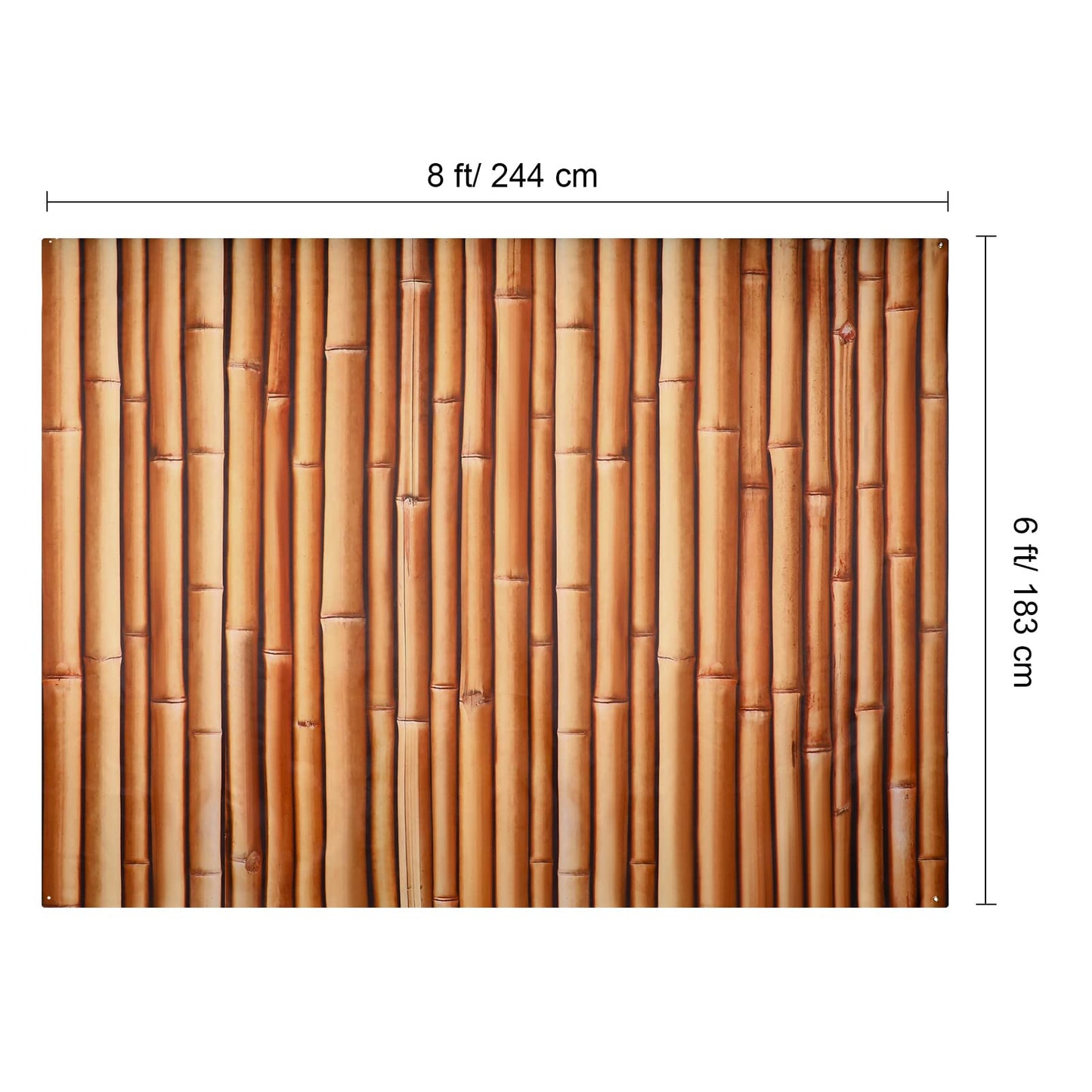 Buryeah Bamboo Wall Panel, Natural Bamboo Backdrop, Interior Wall Decoration Tiki Photo Backdrop Summer Hawaiian Beach Polyester Fabric Photography Christmas New Year Party Supplies(8 x 6 ft)
