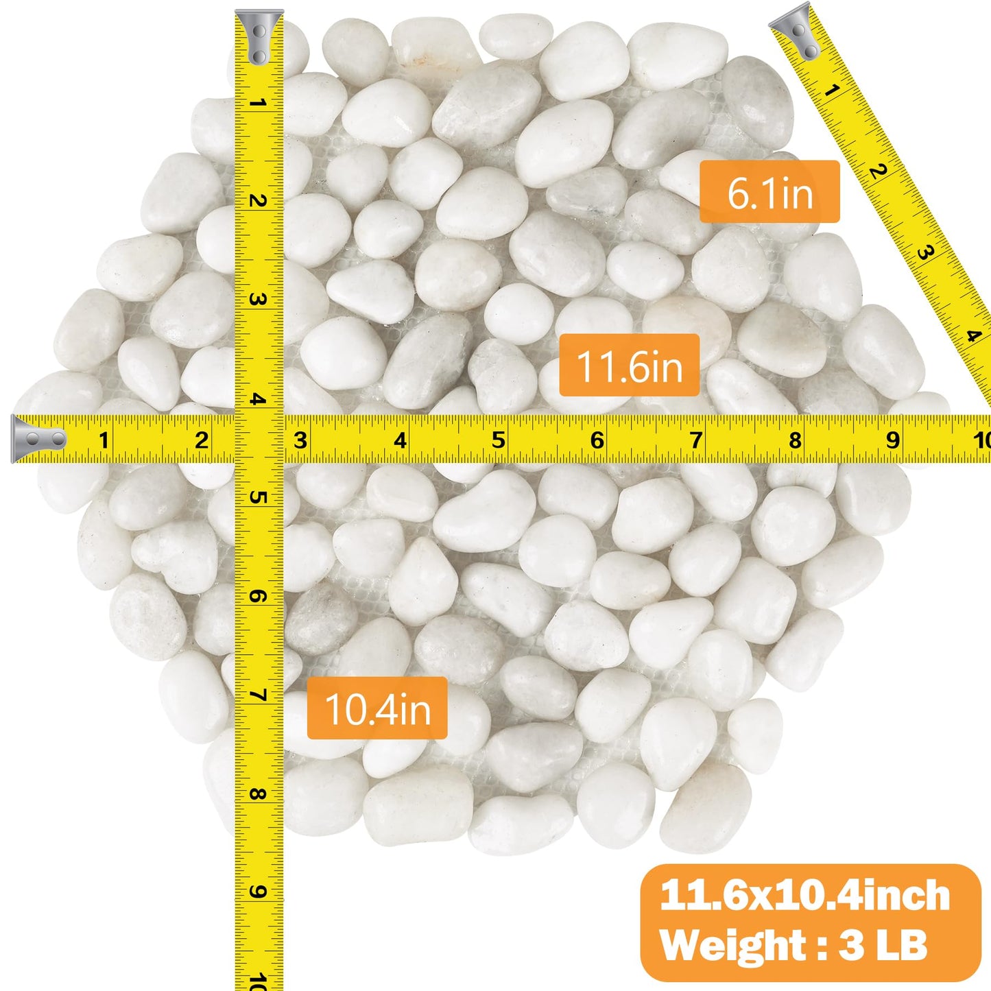 River Rock Stepping Stones Outdoor for Garden Walkway, 12 inch 6 Pcs Hexagon Shape Paver Step Stones Polished Pebble River Stone Mat for Yard Lawn Patio Pathway Walk Way - White