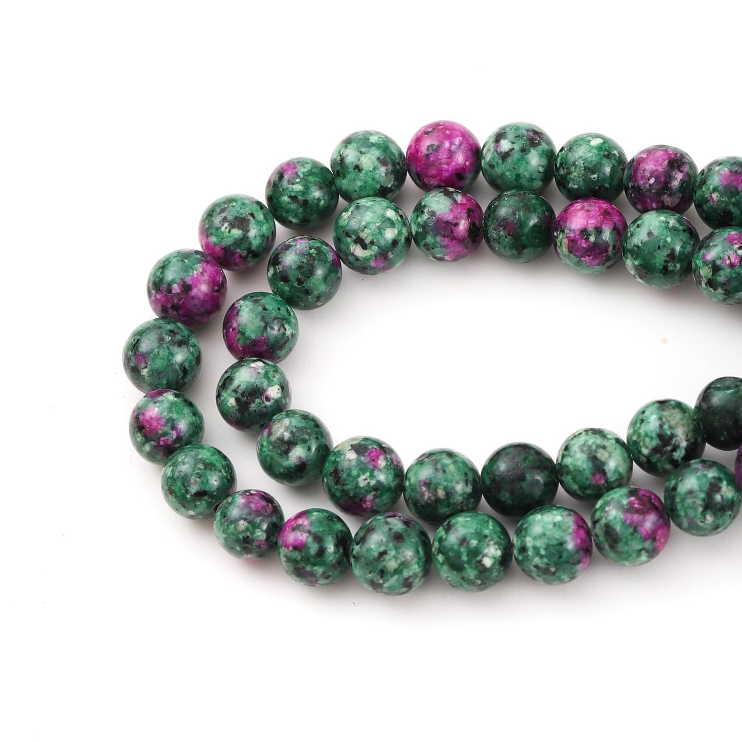 10mm 38pcs DIY Natural Ruby Zoisite Stone Beads Round Healing Crystal Gemstone Loose Beads for Jewelry Making Handmade Bracelet Necklace