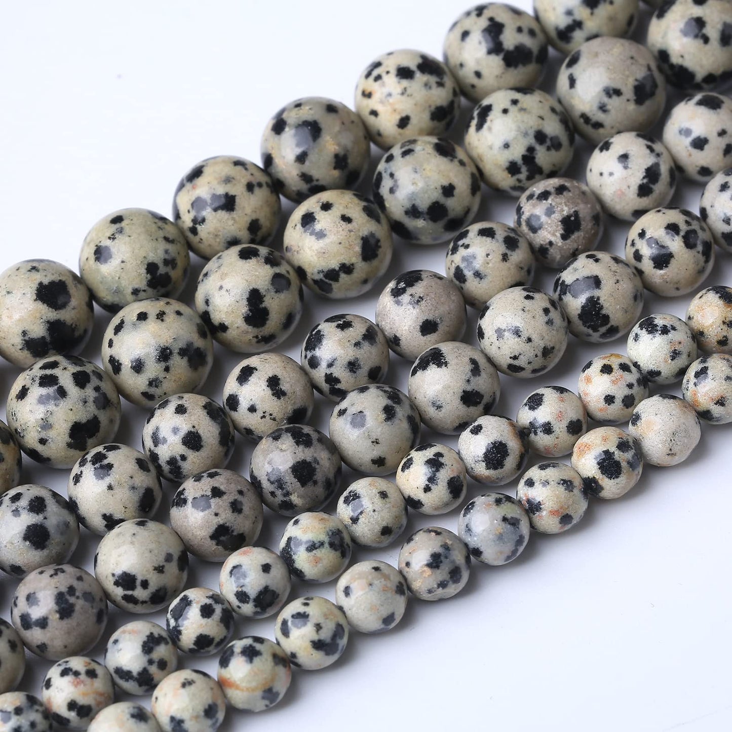 90PCS 4MM Dalmatian Jasper Natural Gemstone Round Stone Beads for Jewelry Making DIY Energy Stone Healing Power Bracelet 15"