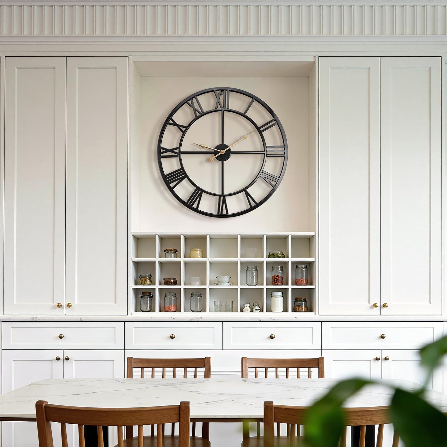 Vantic 32 Inch Large Wall Clock, Roman Numeral Metal Oversized Wall Clocks for Living Room Decor, Bedroom and Kitchen, Completely Silent, Non Ticking, Battery Operated