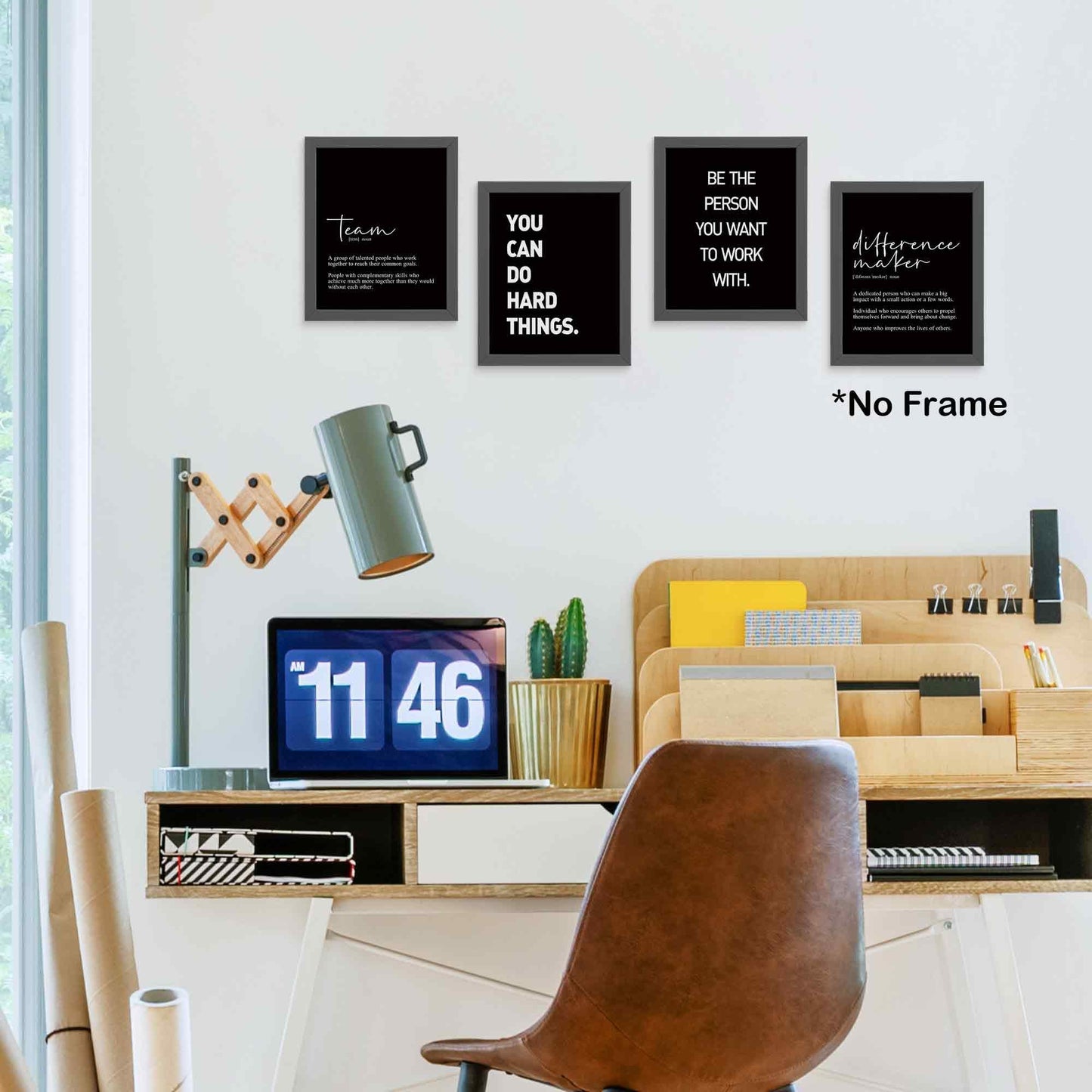 TLESKE Black Inspirational Motivational Office Decor Posters Prints Unframed Set of 4, Minimalist Wall Art Print Decor, Positive Affirmations Team Teamwork Difference Maker Wall Picture, 8x10