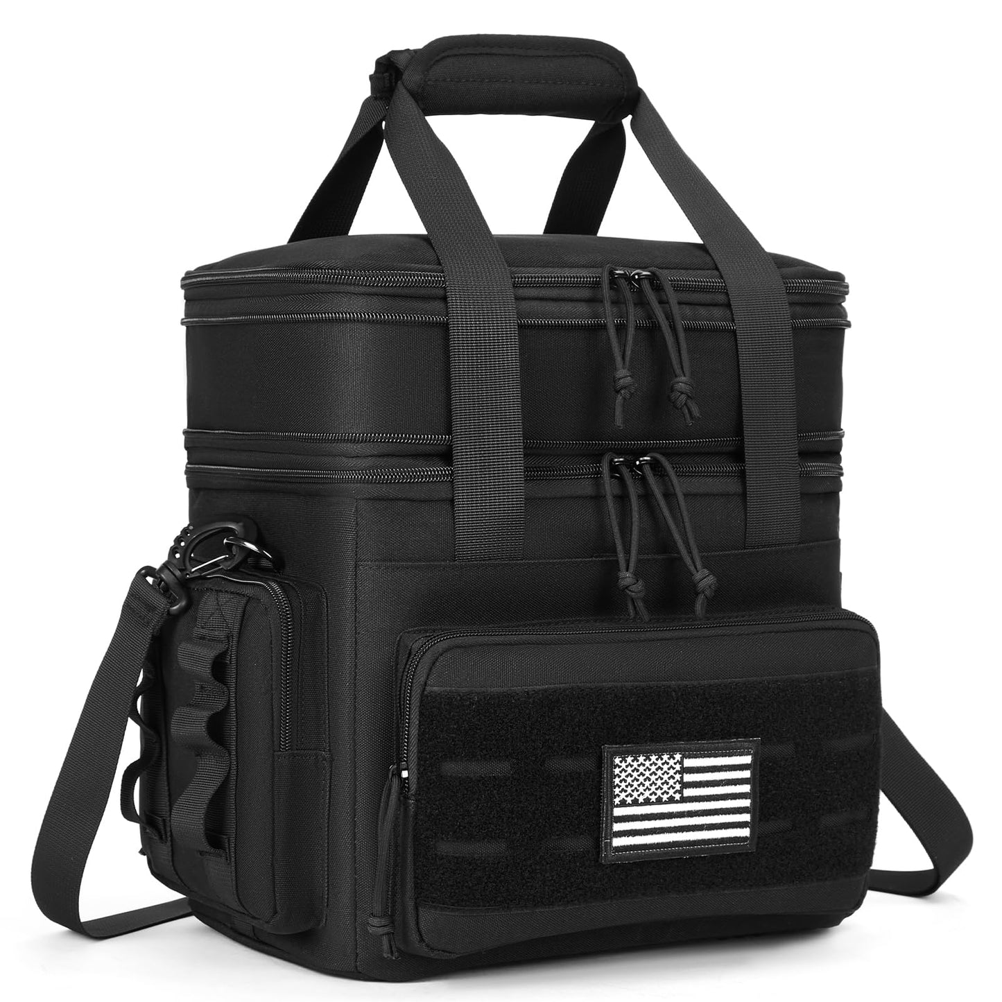 holuxer Tactical Lunch Bag & Lunch Box for Men - Large Double Deck Expandable Insulated Soft Adult Lunchbox for Work - Cooler Bag for Beach, Picnic, Camping,Outdoor，Travel (Black,16L)