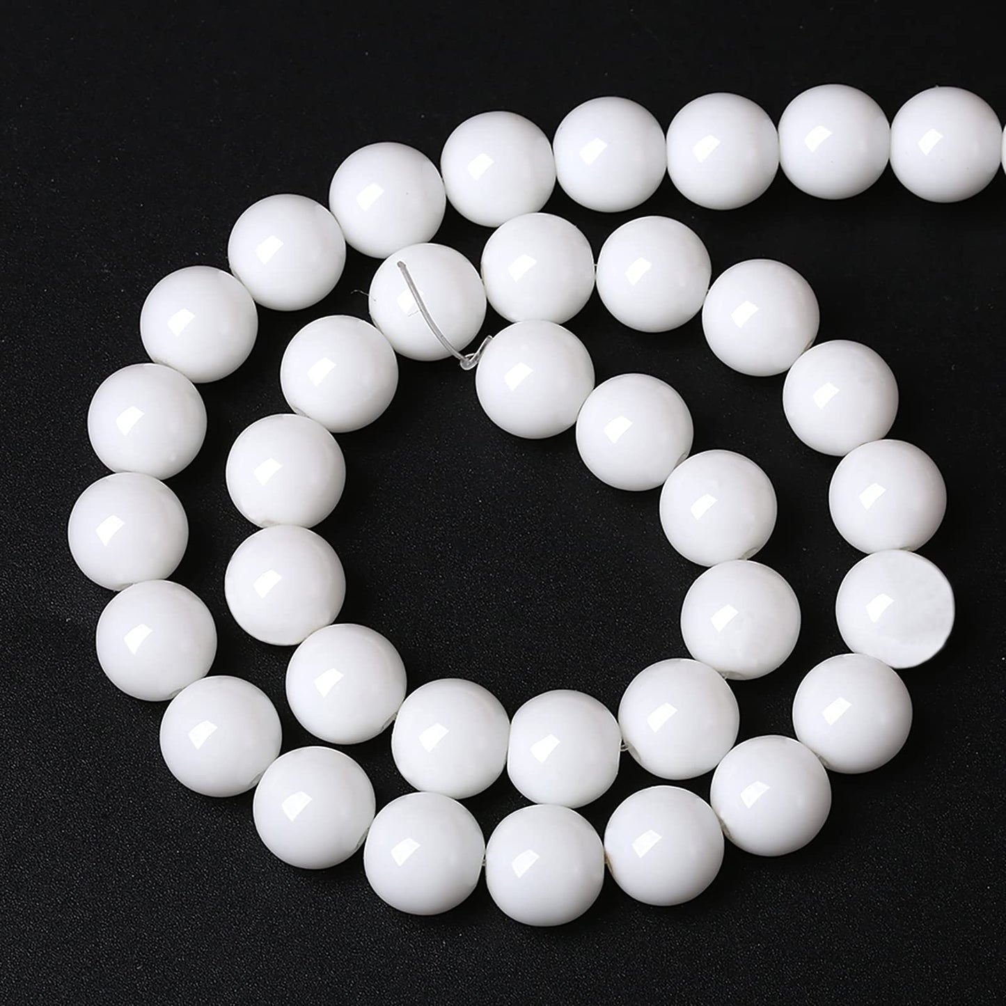6mm 60PCS White Porcelain Agate Round Spacer Loose Beads for Jewelry Making DIY Bracelet Necklace 15 inches