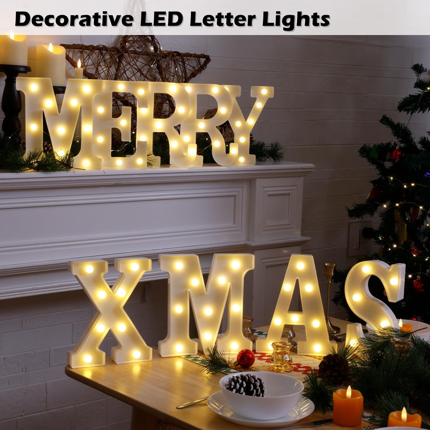 TRONSBOO LED Marquee Sign Light Up Letters, Alphabet Light Up Sign, Battery Powered LED Letter Lights for Night Light, Wedding, Birthday, Party, Christmas or Home Decor (M)