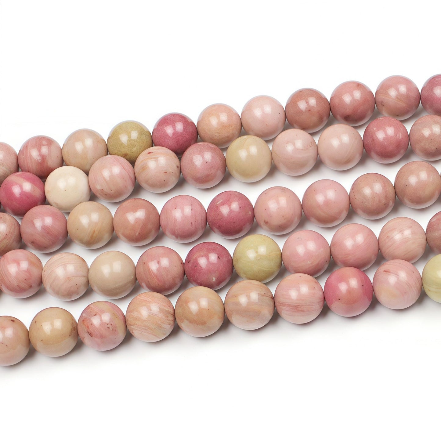 MJDCB Natural Red Stripes Rhodonite Round Stone Beads for Jewelry Making (10mm)