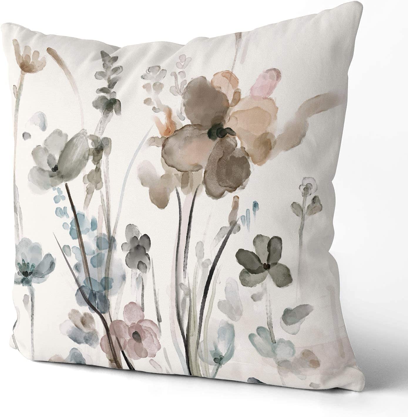 KKVEE Flower Throw Pillow Covers 18x18 Set of 2, Flowers Pillow Cushion Cases, Modern Decorative Square Pillowcases for Sofa Couch Bedroom Living Room Car