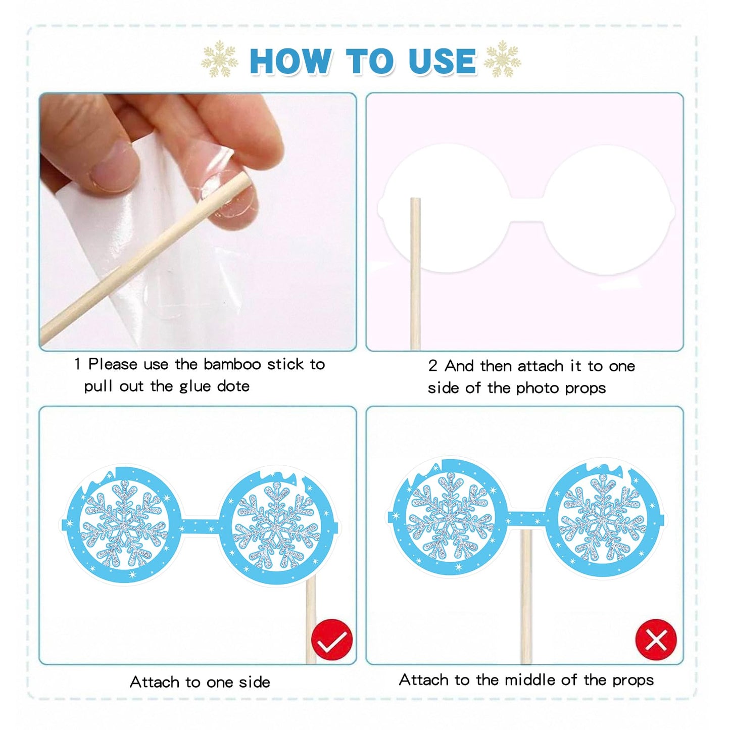 Winter Photo Booth Props 40 Pcs Snowflake Photo Booth Props Kit Large Photography Party Decor Holiday Winter Wonderland Party Decorations for Winter Holiday Christmas Party Supplies