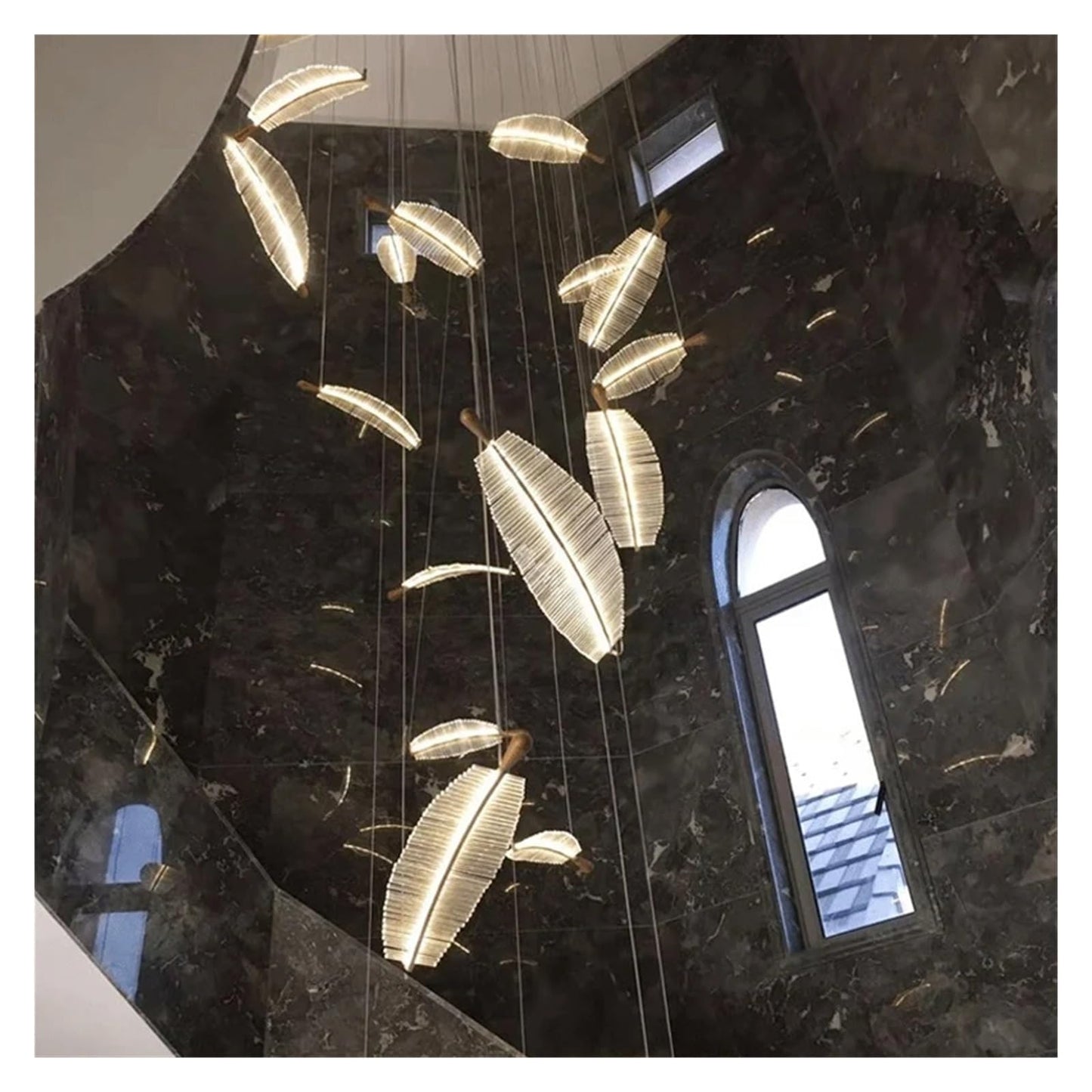 SXYH Rotating Staircase Chandelier attic Duplex Living Room Villa Hanging Long Chandelier Decoration,LED Chandelier Ceiling, 10 heads