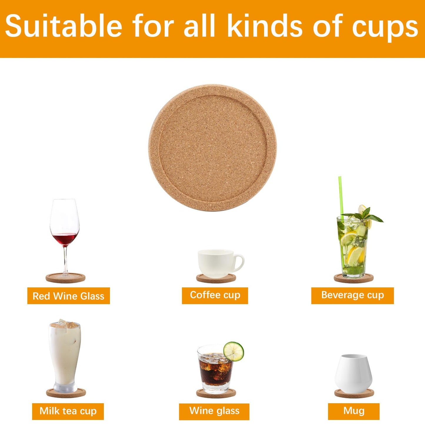 18 Pcs Cork Coasters with Lip,Absorbent Drink Coaster with Grooved Round Edge,Non-Slip,Heat-Resistant,Suitable for Mugs, Glasses,Coffee Coasters for Home Tabletop Decoration