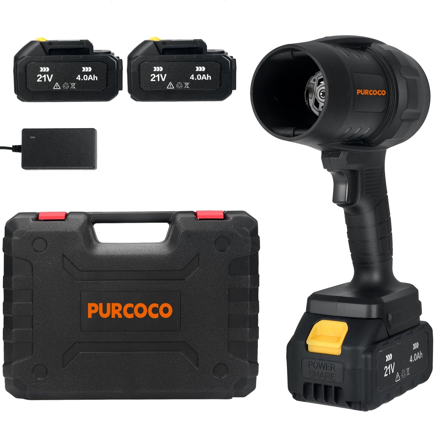 Purcoco Cordless Leaf Blower Handheld Jet Dry Mini Blower Turbo Fan Electric air Duster for car mini Turbo Jet Fan Cleaning Garden by 2 Batteries