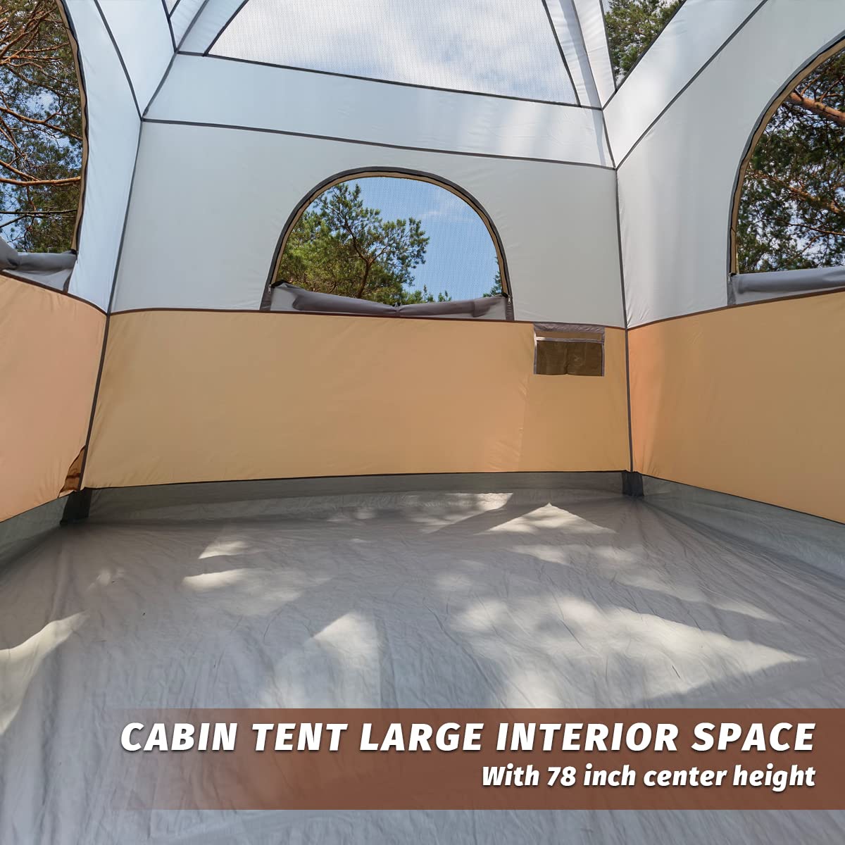 UNP 6 Person Tent for Camping, Easy Setup Cabin Tent Waterproof Windproof Family Camping Tent 1 Mesh Door & 5 Large Mesh Windows 10'X9'X78in(H)