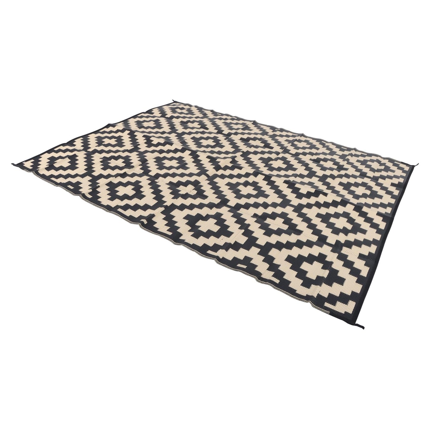 findmall 8x10FT Outdoor Carpet, Plastic Straw Camping Rug, Large Floor Mat and Rug for Outdoors, Modern Area Rug, for Backyard Deck Bench Picnic Campe, Black Beige