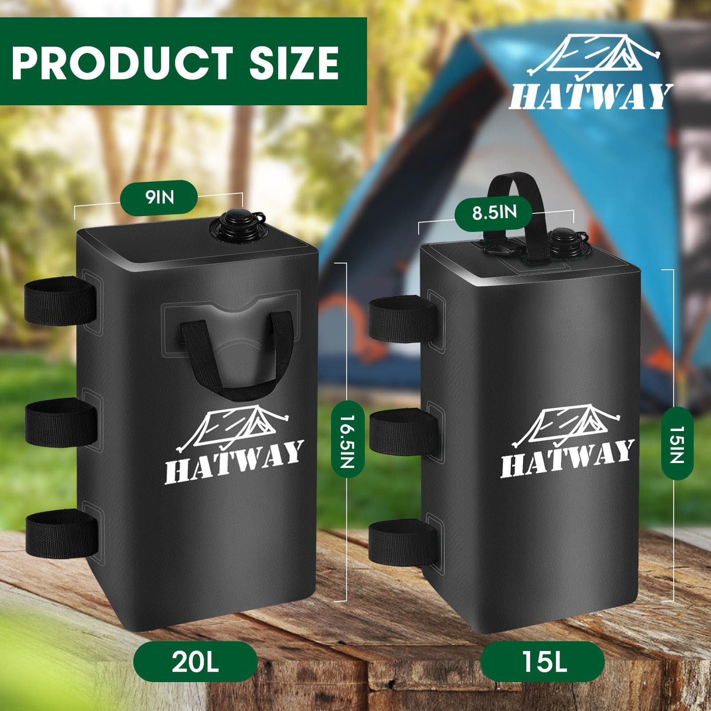Hatway Canopy Weights,132 LBS Canopy Water Weight Bag Set of 4 Leg Weights for Pop Up Gazebo,Canopies,Tent-4 * 15L-Black