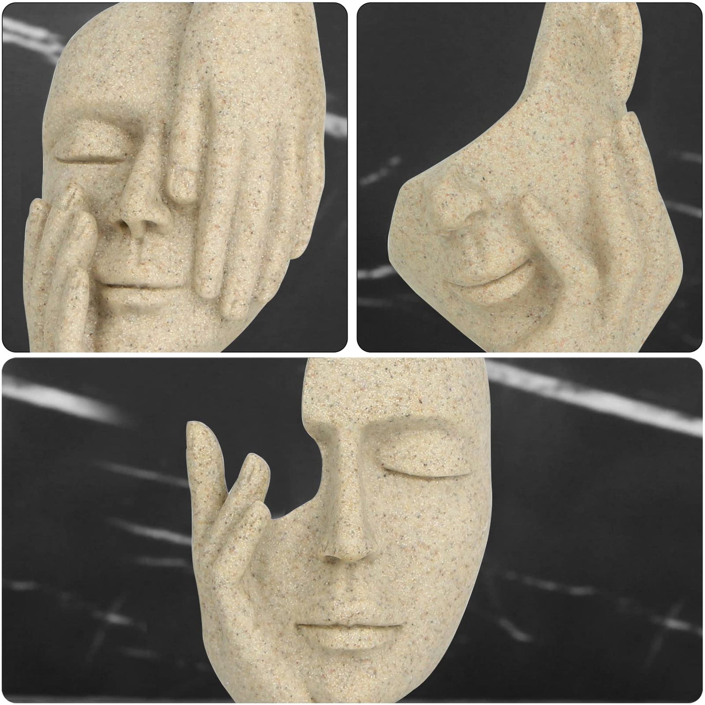 prosfalt 3 Pcs Thinker Statue,Modern Home Resin Sculptures,Collectible Figurines for Home Office Bookshelf Desktop Decor(Sandstone)
