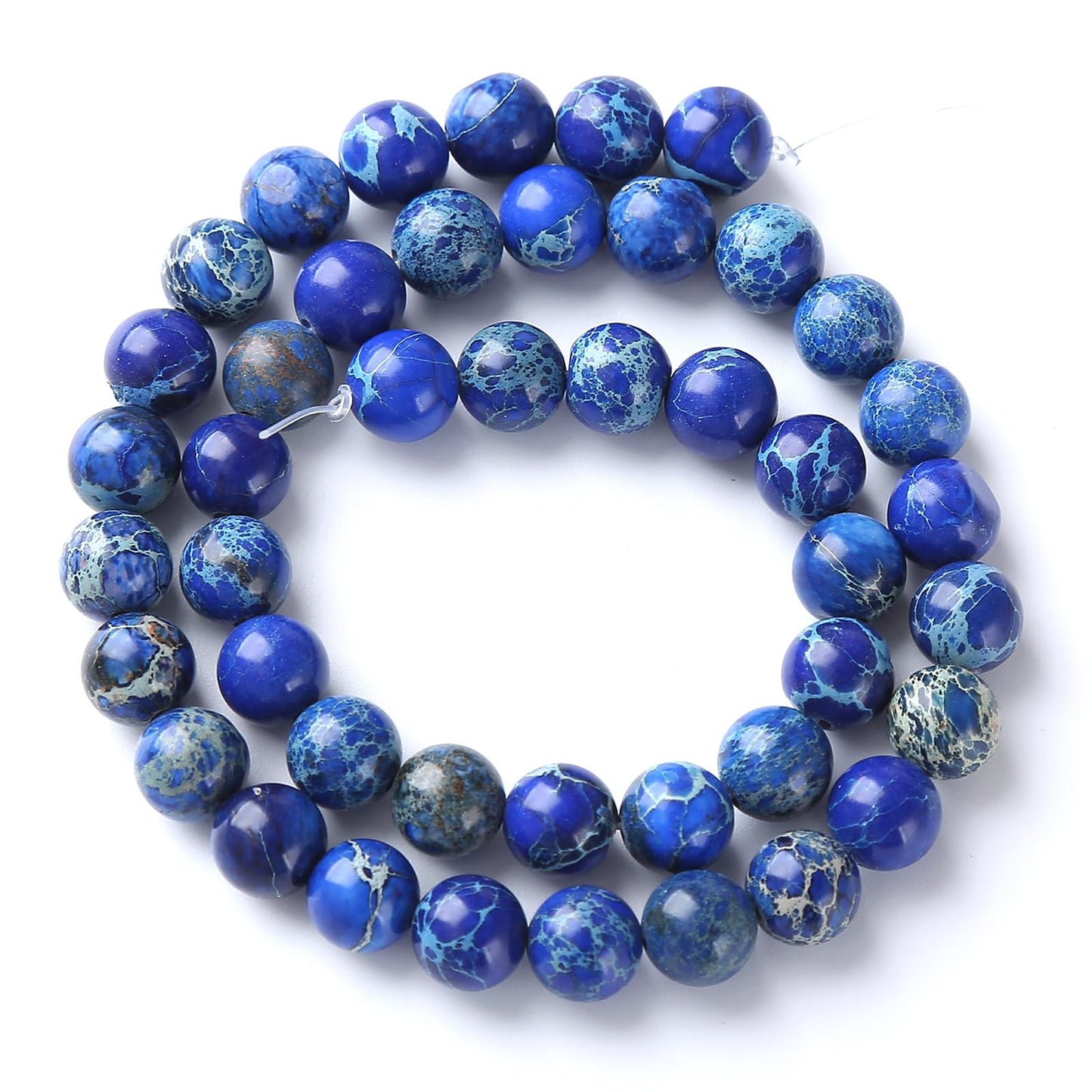 6MM 60PCS Natural Stone Blue Sea Sediment Jasper Loose Beads for Jewelry Making DIY Bracelet
