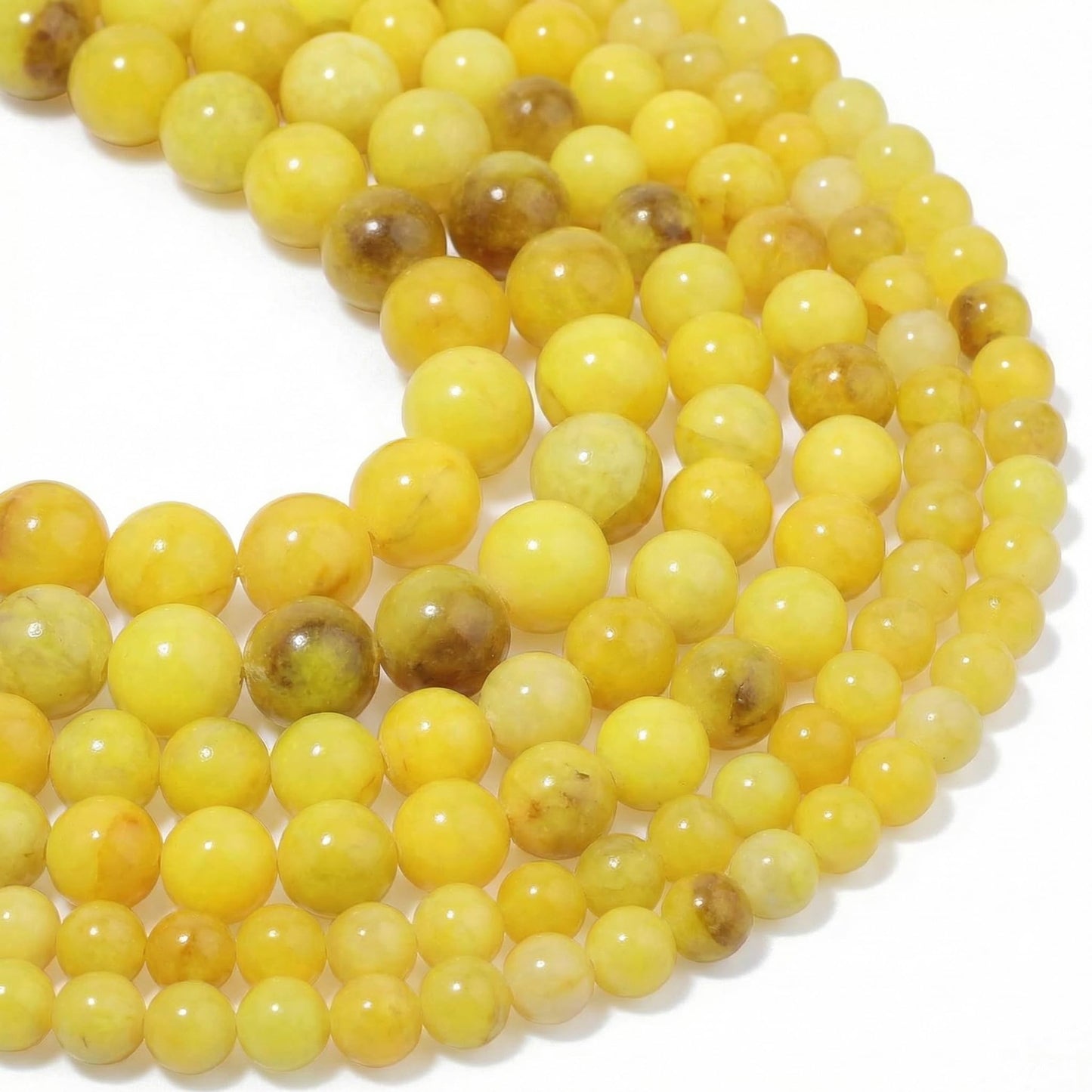 Yochus 60pcs 6mm Yellow Persian Jade Energy Healing Round Bulk Gemstone Beads for Jewelry Making Bracelet Necklace Earring DIY