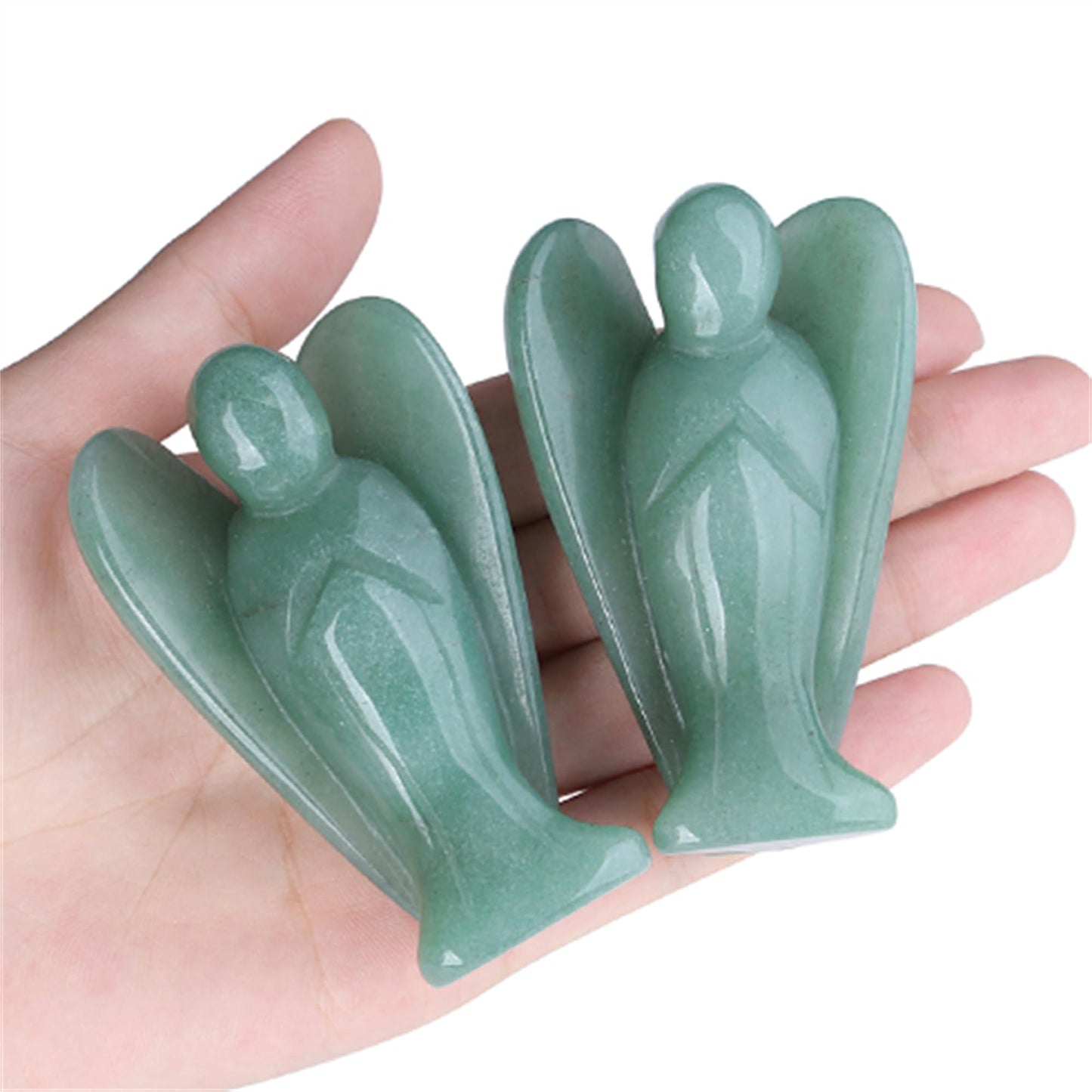 YATOJUZI 3" Green Aventurine Angel Decor Big Hand-Carved Angels Guardian Sculpture Statue Figurines Natural Crystal Stones and Healing Crystals Home Room Office Desk Decoration Wisdom Gifts for Women