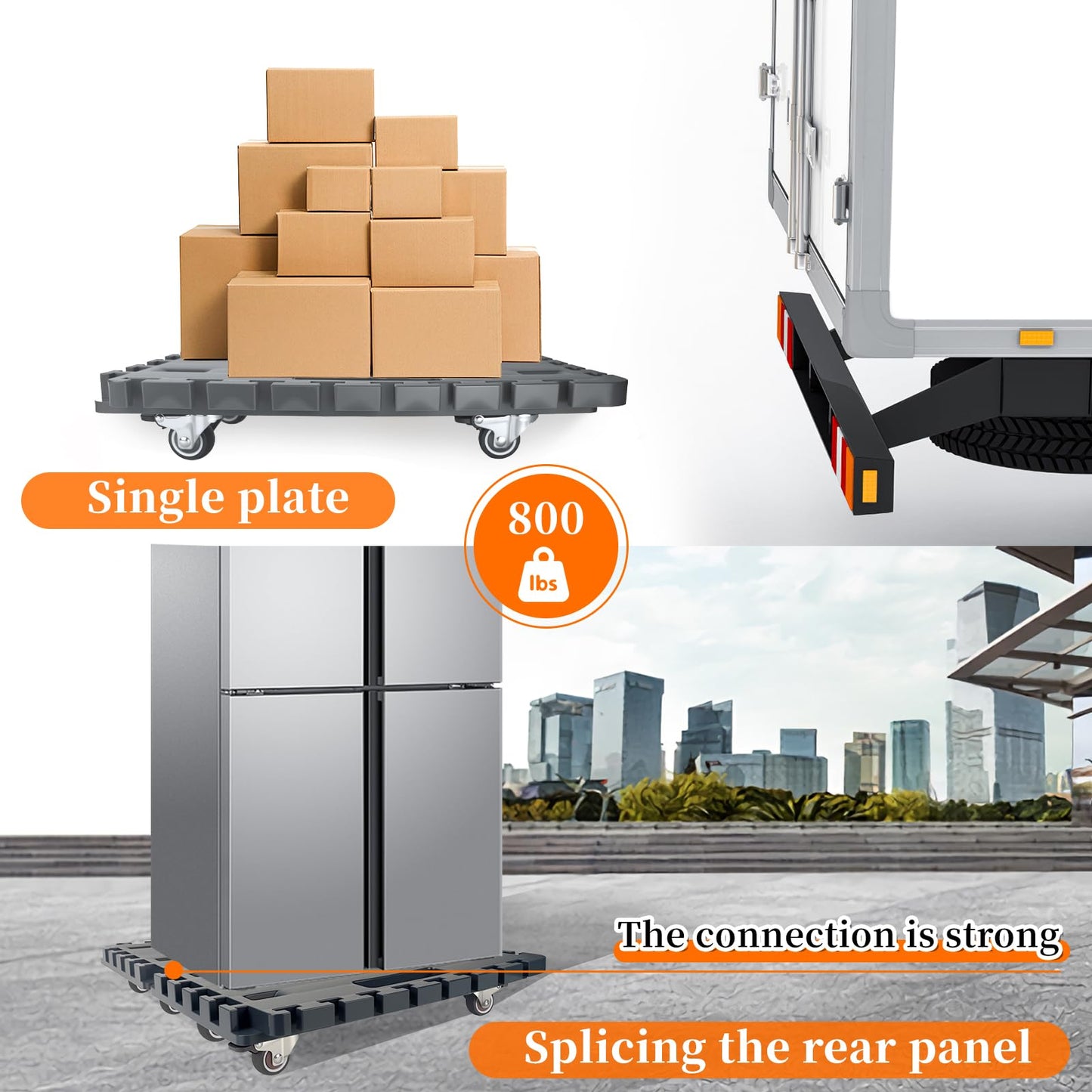 Uholan Furniture Dolly Cart with Wheels, Heavy Duty Cart with Caster Wheels, 16in-11in Furniture Movers with Wheels of 500Lbs Capacity, Small Moving Platform Dolly - 2 Pcs (Grey)