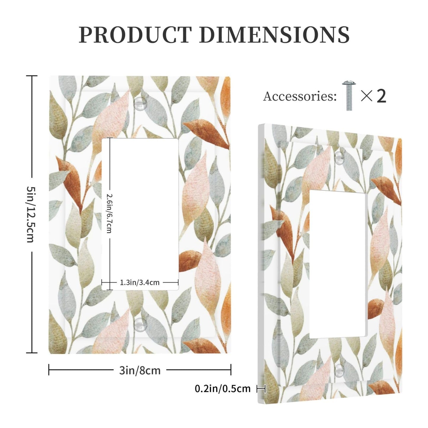 Bohemian Abstract Leaves 1 Gang Wall Plate Decorative Single Rocker Light Switch Cover Decora Switchplate Electrical GFCI Outlet Covers Faceplate 5 X 3 Inch