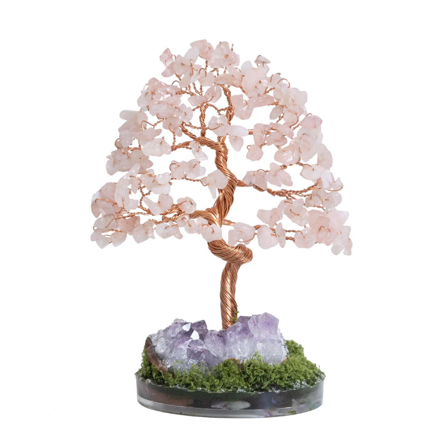 Dreamocean Rose Quartz Crystal Tree of Life Pink Crystal Tree Money Gemstone Bonsai Tree for Positive Energy, Money, Good Luck Feng Shui Spiritual Decor Birthday Gifts for Women （Pink）