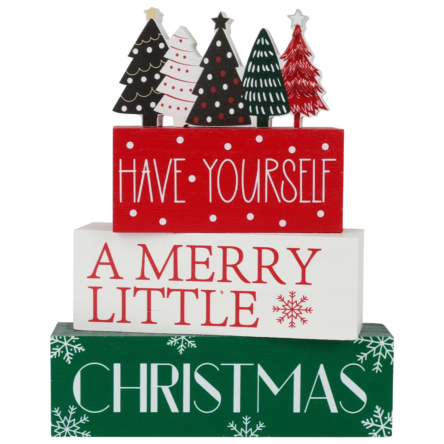 4 Pcs Christmas Table Decor Christmas Tree Wooden Table Decorations Winter Tiered Tray Decor Centerpieces Rustic Decorative Tree Block Signs Gift Xmas Sign for Home kitchen Shelf