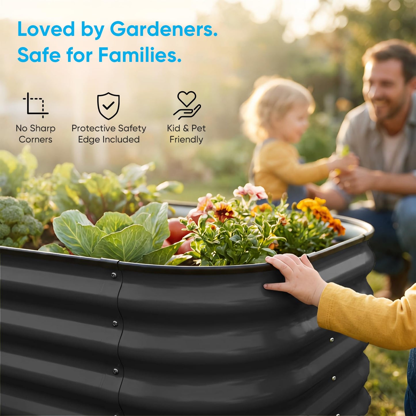 TABU Galvanized Raised Garden Bed Outdoor, 8x4x1.5 Ft Metal Planter Box with Anti-Cutting Edge, Rust-Resistant Garden Bed Kit for Outdoor Gardening, for Vegetables, Flowers, Herbs, Grey