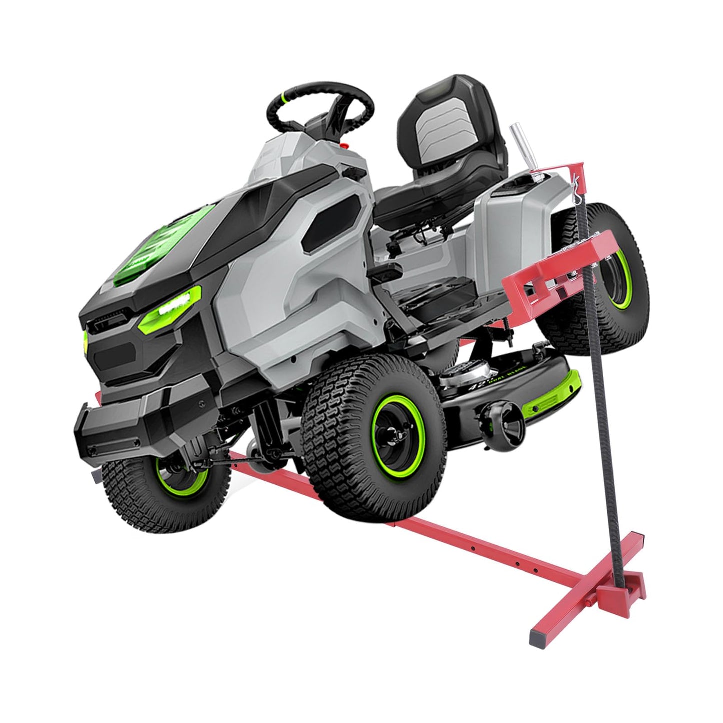 Lawn Mower Lift Jack,880 Lbs Capacity Telescopic Maintenance Jack Lawn Tractor Lift Tools Repair Bracket with Crank Handle,Foldable Ride on Lawn Tractor Lifter for Lawn Mowers and Garden Tractors,Red