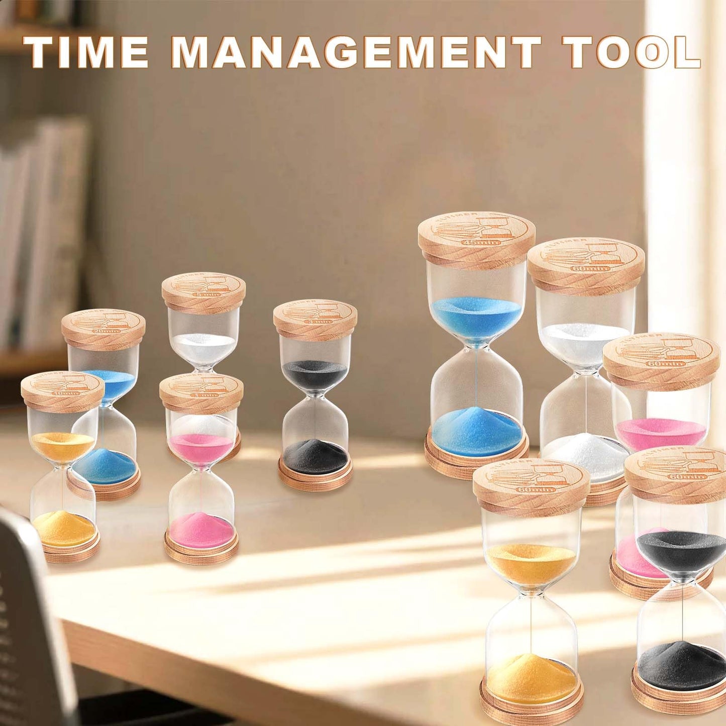 10 Minute Sand Timer, Wooden Blue Sand Clock for Kids, Small Hourglass,Reloj De Arena,Sandglass 10 Min for Classroom,Game,Decorative (Blue)