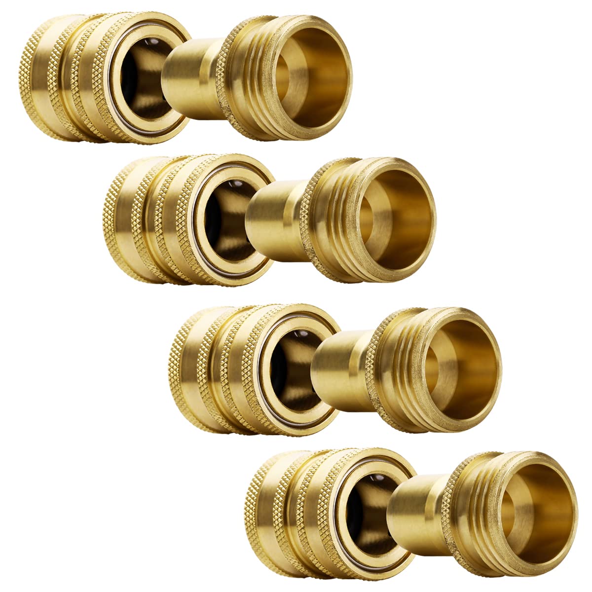 YAMATIC Garden Hose Quick Connect Water Hose Fittings - 3/4" Thread - High Grade Brass Durability and Leak Free Upgrade(4 PACK)