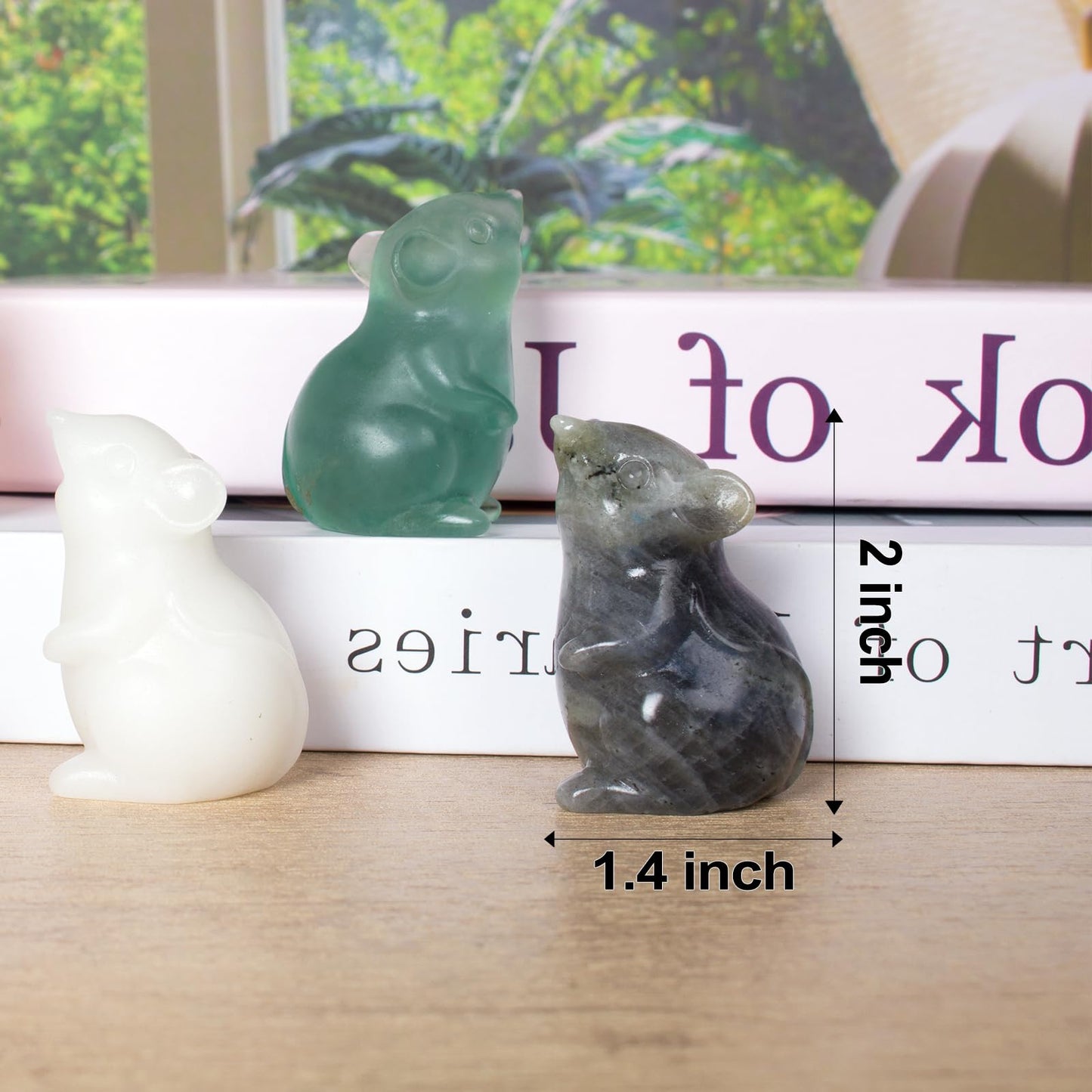 Ytbeoxk Handmade Labradorite Crystal Mouse Figurine Natural Quartz Mouse Sculpture Wealth Attracting Feng Shui Decor Mini Desk Ornament Meditation Crystal Animal.