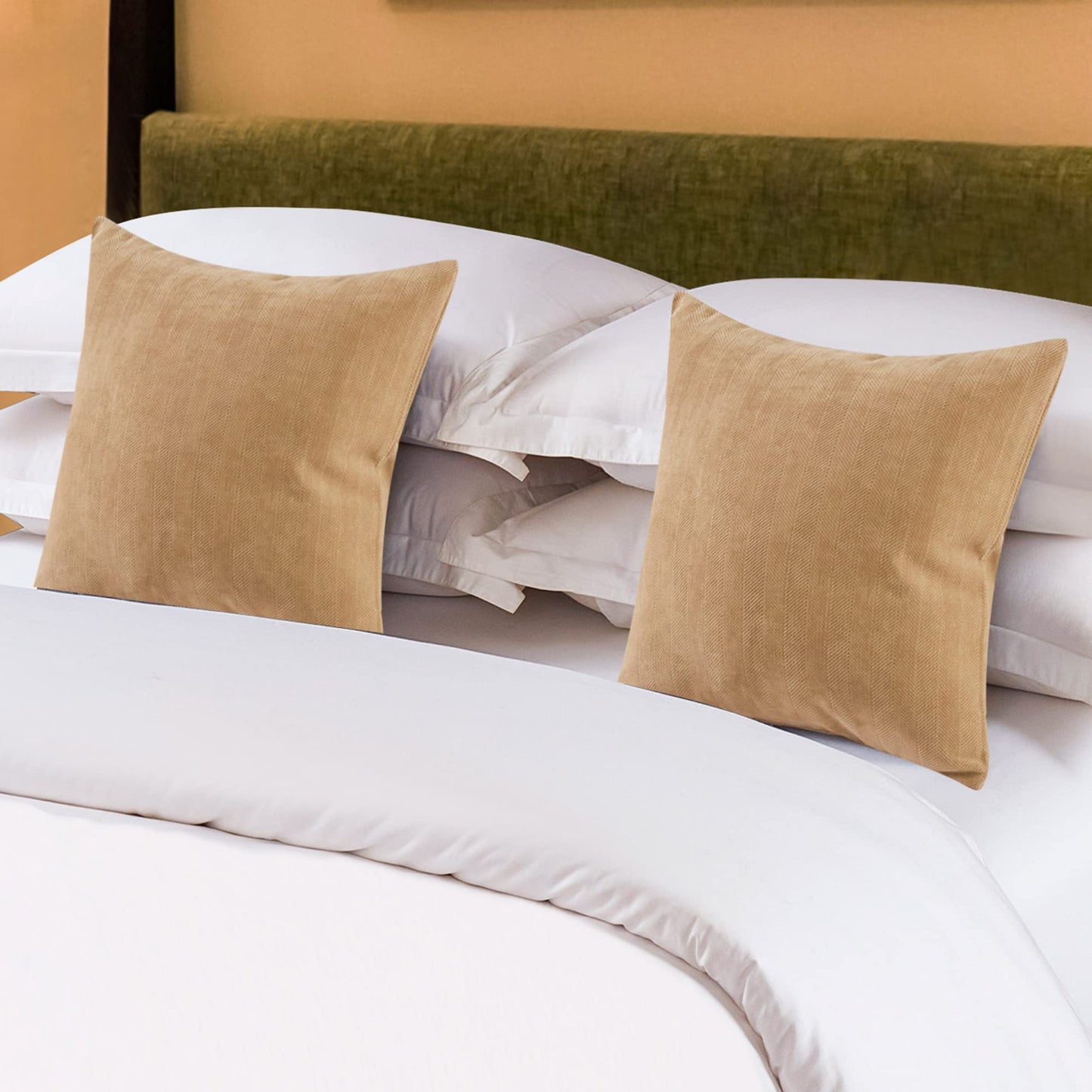 OSVINO Solid Bed Runner Textured Chenille Bed End Scarf Wear-Resistant Decorative Bedding Protection for Hotel Bedroom Wedding Room, Light Brown, Queen