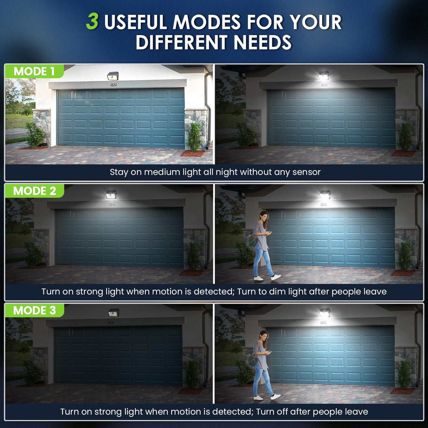 Solar Motion Lights Outdoor, Ultra Bright Solar Fence Lights with Motion Sensor, IP65 Waterproof Security Light 3 Modes, 270° Lighting Angle, Wall Lights for Deck Patio Fence Garage Door (6 Packs)