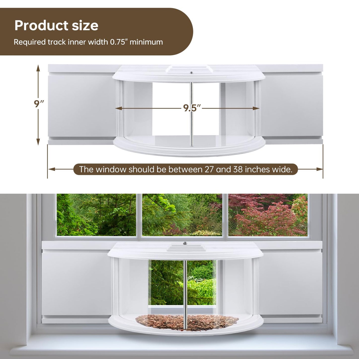 JOYSEUS Window Bird Feeder, 180° Clear View Bird Feeder, Durable and Elegant in-Window Bird Feeder for Watching Birds - Embrace The Delight of Bird Feeder.