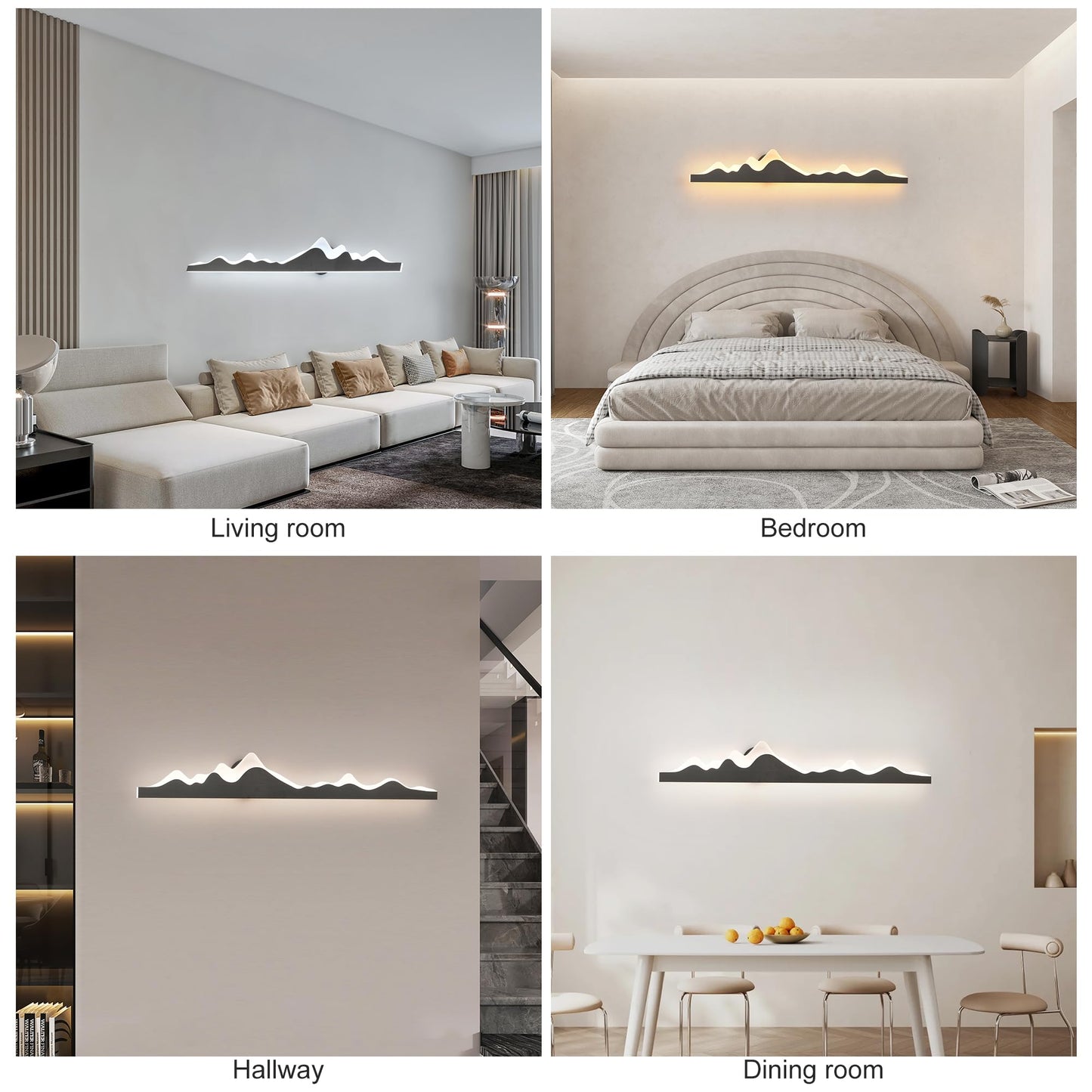 Qcyuui Wall Sconce with Remote Control 47.2inch Dimmable LED Wall Lights Black Led Wall Sconce Indoor Mountain Shape Wall Lamps for Living Room Bedroom Hallway,24W