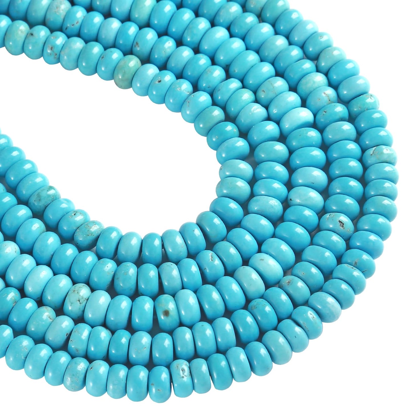 76pcs 5x8mm Natural Stone Blue Turquoise Rondelle Spacer Loose Beads Abacus Disk Stone Round Loose Gemstone Beads for Jewelry Making DIY Bracelet Necklace