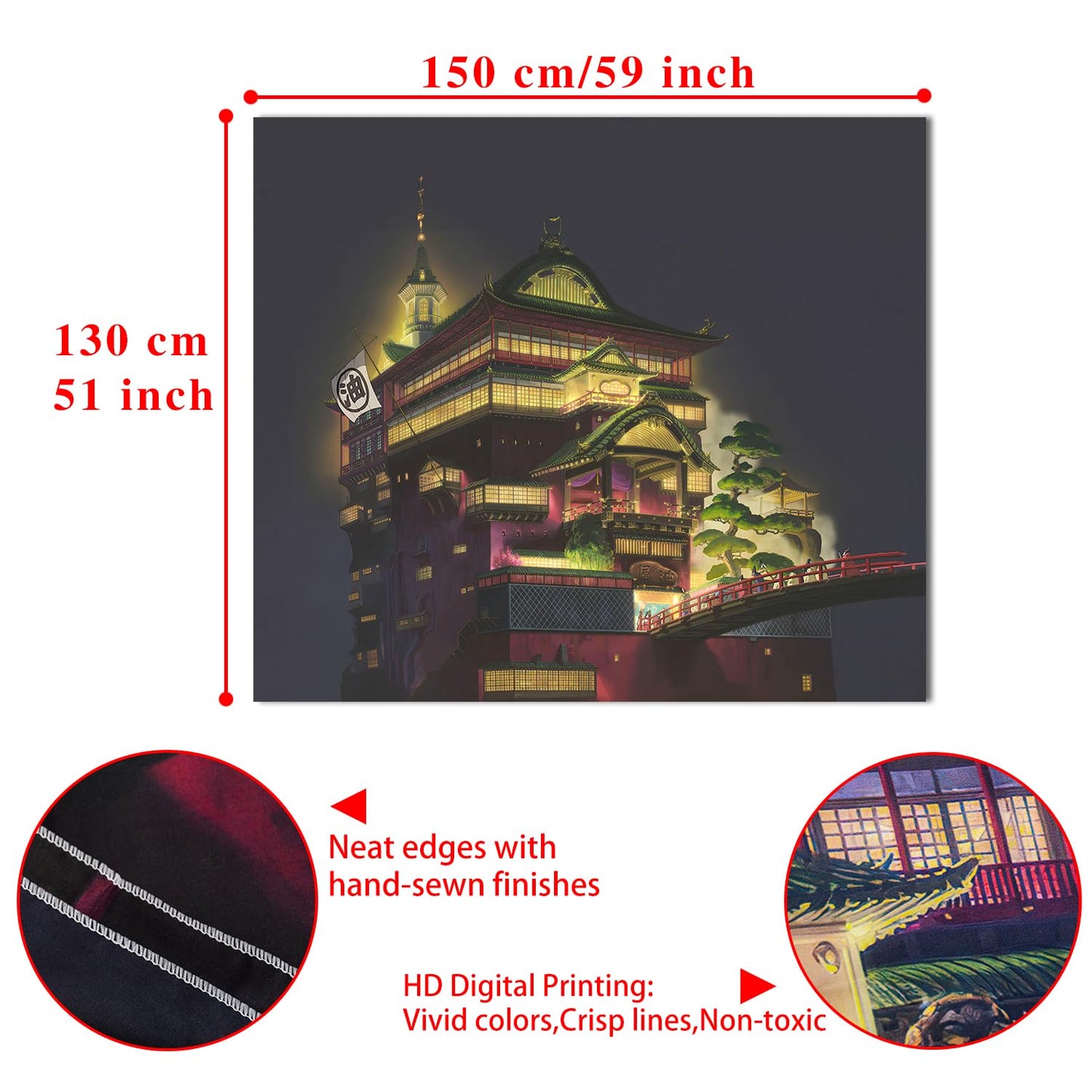 Pounchi Japanese Anime Tapestry (51 x 59 Inch with Hooks Kit) Japanese Backdrop Wall Hanging Tapestry for Bedroom Living Room Dorm Gifts for Birthday Party Decorations