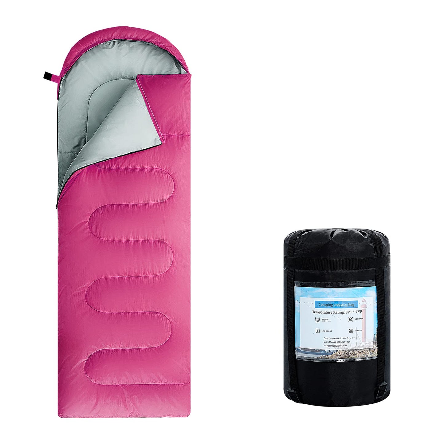 ORTHOMTEX Sleeping Bags for Adults,Teens and Kids Girls-Warm & Cold Weather Lightweight,Waterproof Backpack,Great for 3-4 Seasons Hiking,Camping and Outdoor Mountaineering(Pink/Right Zip)