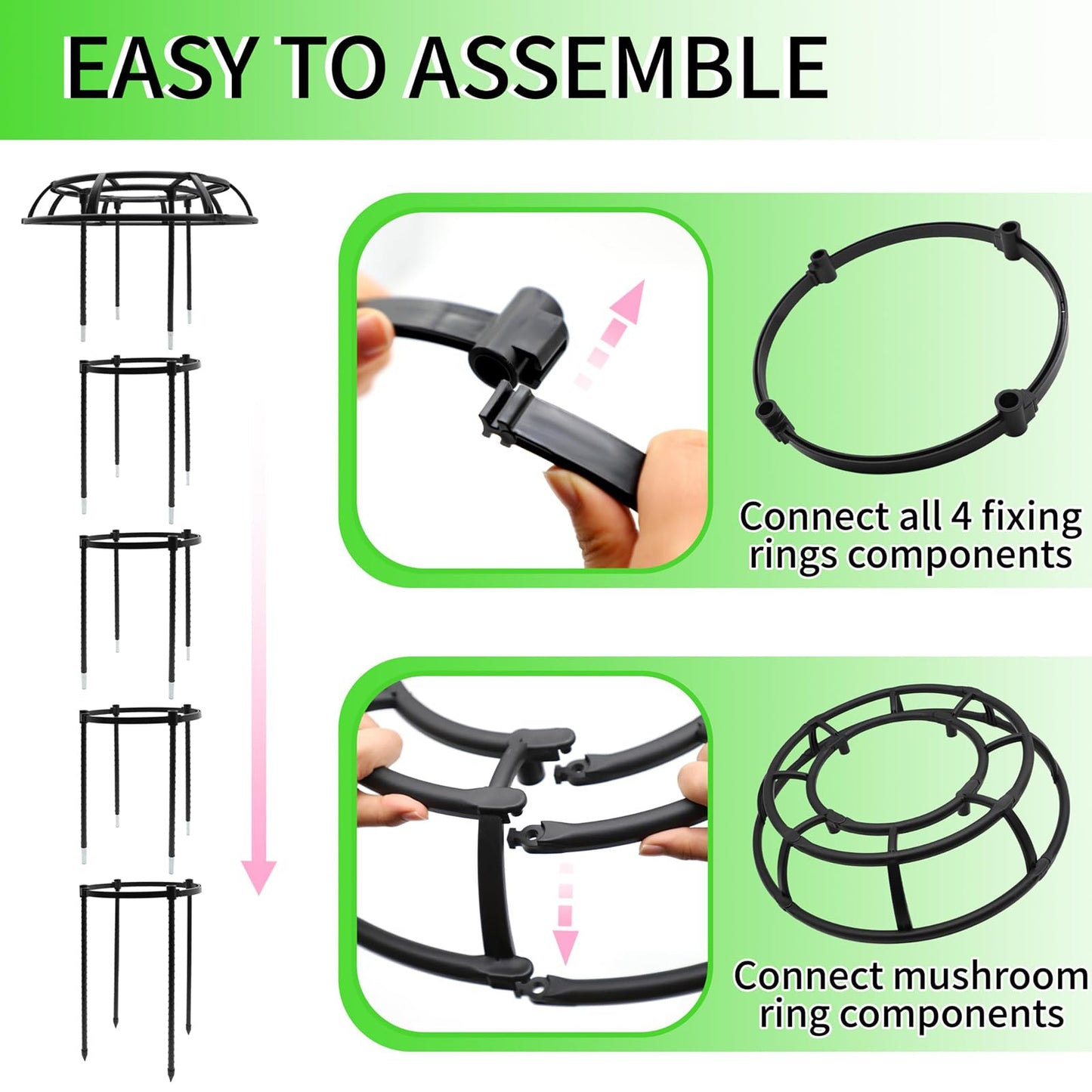 65-Inch Garden Trellis for Climbing Plants,Heavy-Duty Metal Obelisk with Mushroom Top,Stable Support for Potted Clematis,Tomato,Cucumber,Rose,Pea & Vine