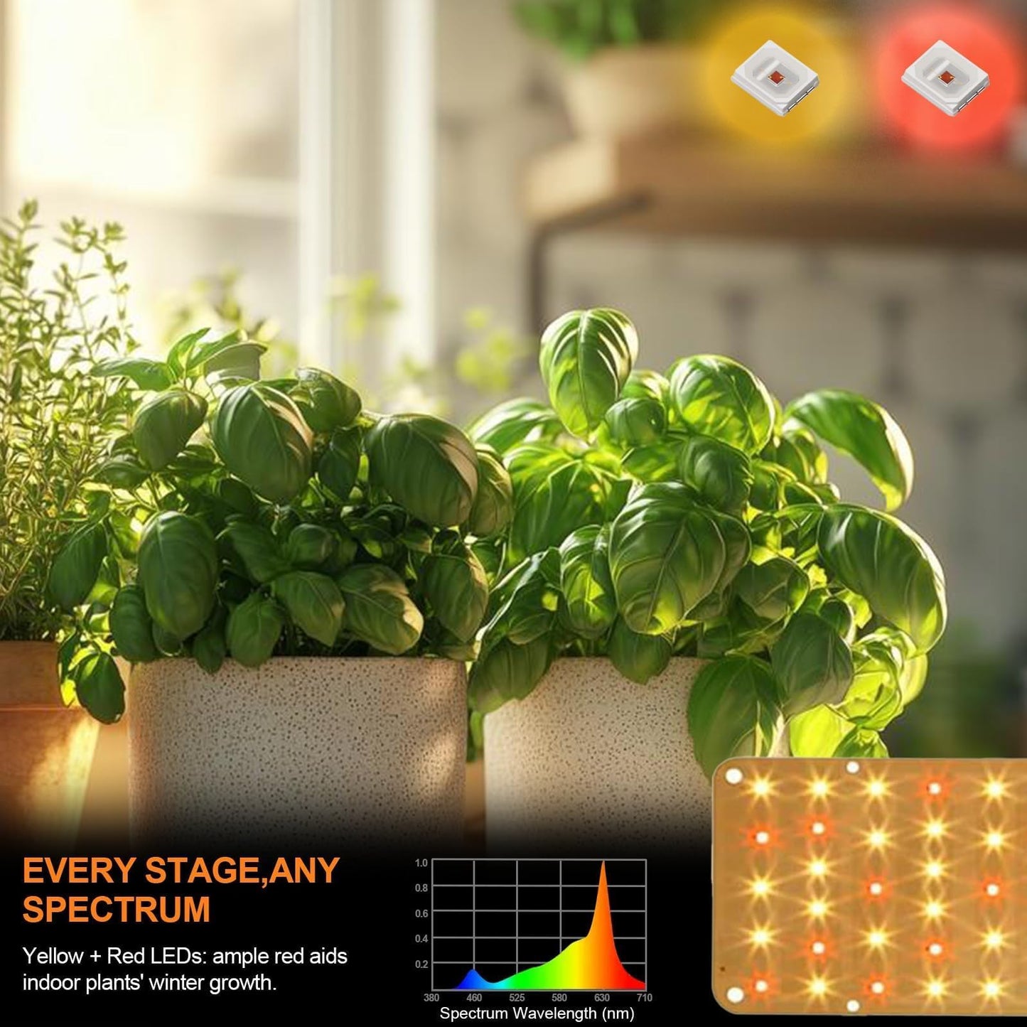 DOMMIA Panel Grow Light for Indoor Plants, 20W Ultra-Thin Full Spectrum LED Grow Light for Shelf & Cabinet, Dimmable with 6/12/16H Timer, Warm White, 1-Pack