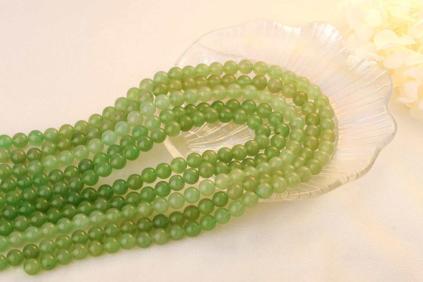 QINJIEJIE 100PCS Green Aventurine Beads 8mm Natural Stone Beads Round Loose Gemstone Bead for Bracelet Beading Crystal Jewelry Making DIY Necklace Earrings 0.32"