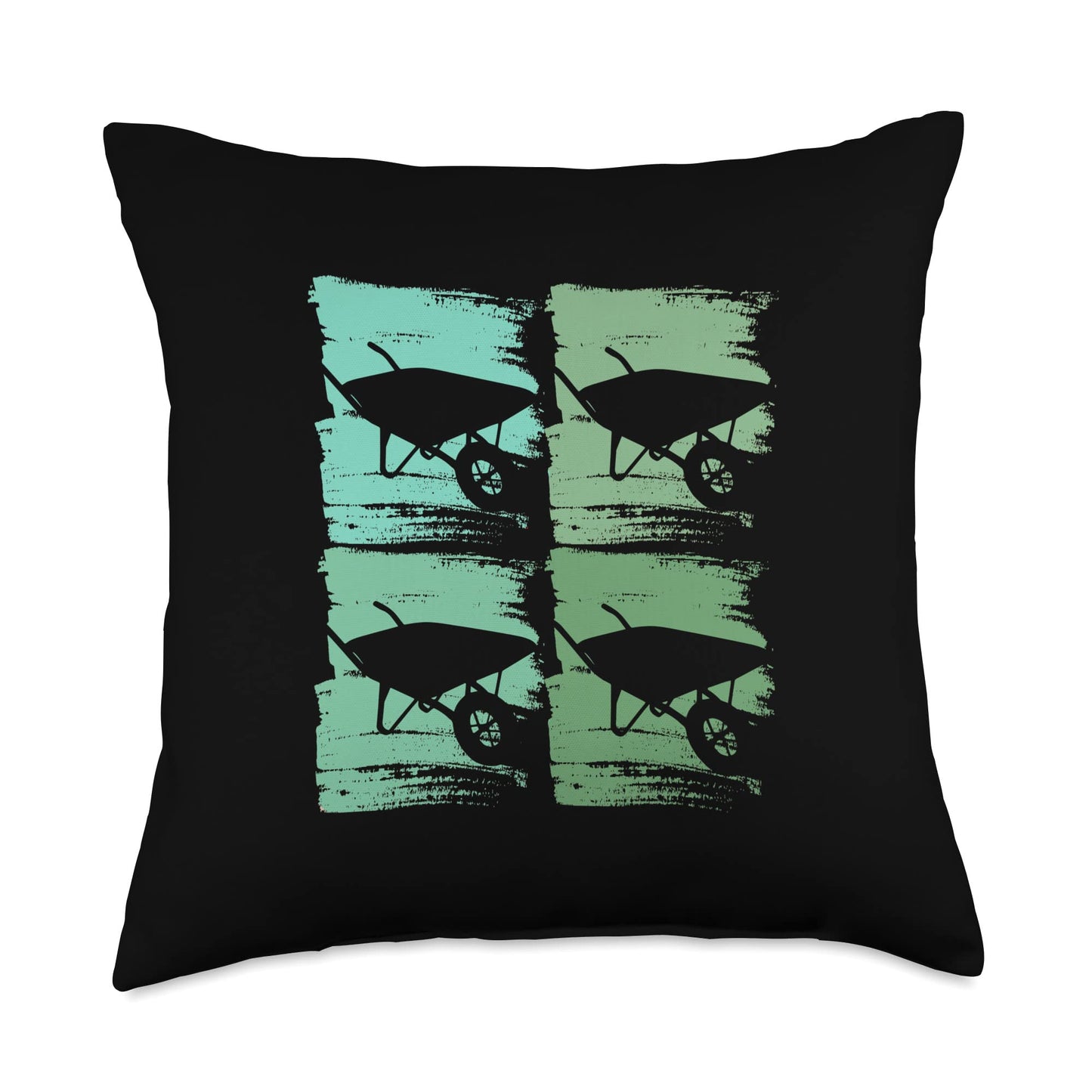 Wheelbarrow Gardener Retro Graphic, Wheelbarrow Throw Pillow