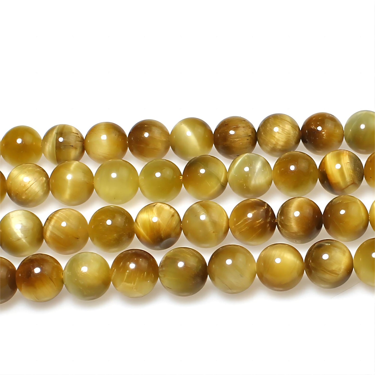 MJDCB Natural Stone Beads 8mm 43pcs Round Golden Tiger's Eye Loose Gemstone Bead Charms for Jewelry Making Bracelet Necklace Earring Pendant