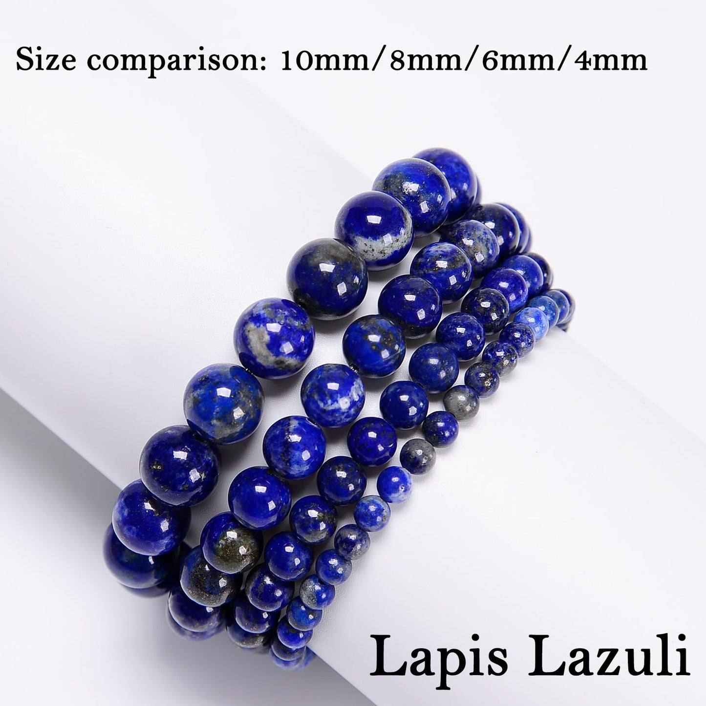 CHCCOYE 4mm Natural Healing Gemstone Bracelet Handmade Yoga Stretch Elastic Bracelet Stress Relief Crystal Jewelry for Men and Women (4mm Lapis Lazuli)