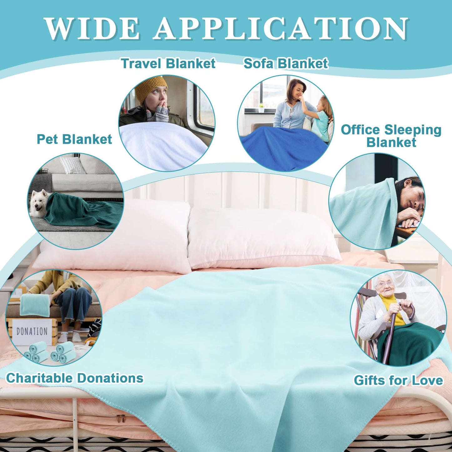 Newwiee 12 Pcs Fleece Throw Blankets Bulk 50'' x 60'' Oeko-tex Standard 100 Certified Spring Outdoor Wedding Guest Blankets Lightweight for Sleepover Donation Lap Pet Sofa Home (Green Shades)