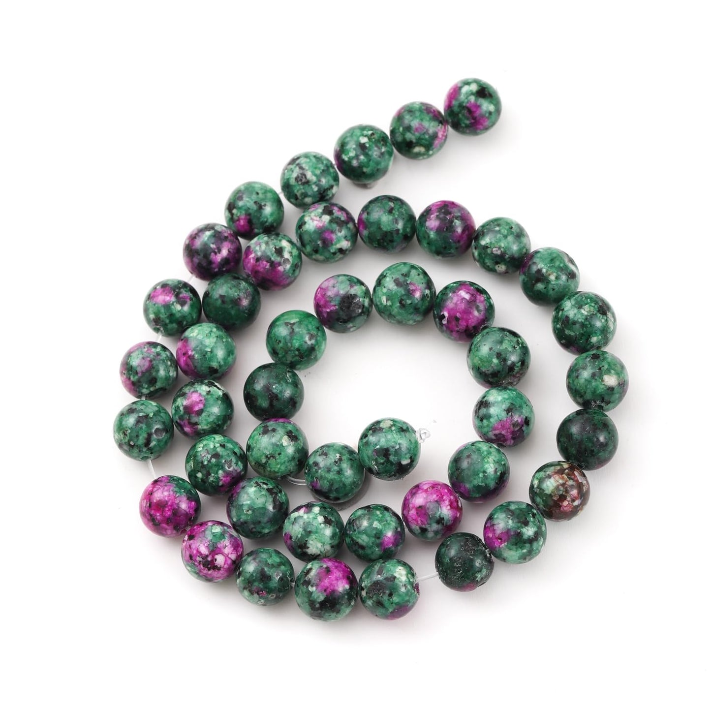 8mm 45pcs DIY Natural Ruby Zoisite Stone Beads Round Healing Crystal Gemstone Loose Beads for Jewelry Making Handmade Bracelet Necklace