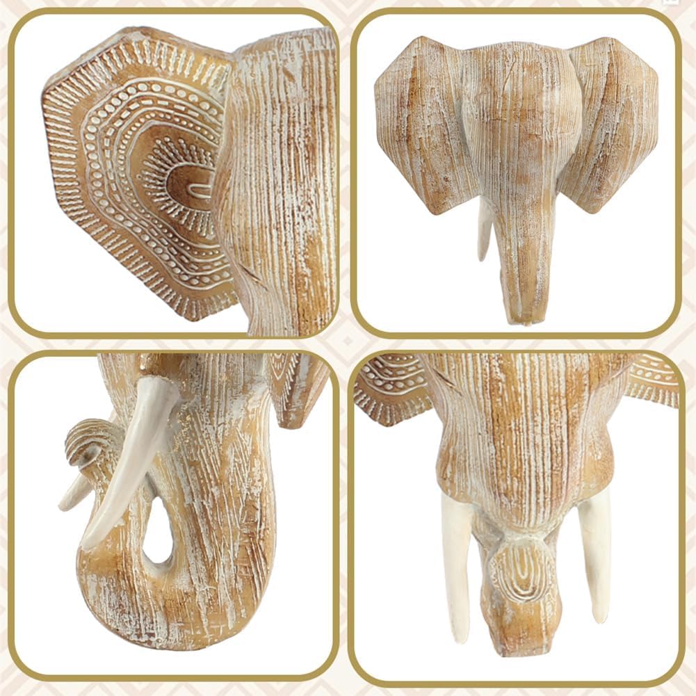 Zhao Xiang Boho Elephant Statue Home Decor, Good Luck Elephant Sculpture Gifts for Women, Resin Animal Figurines for Home, Office, Bookshelf TV Stand, Shelf, Living Room