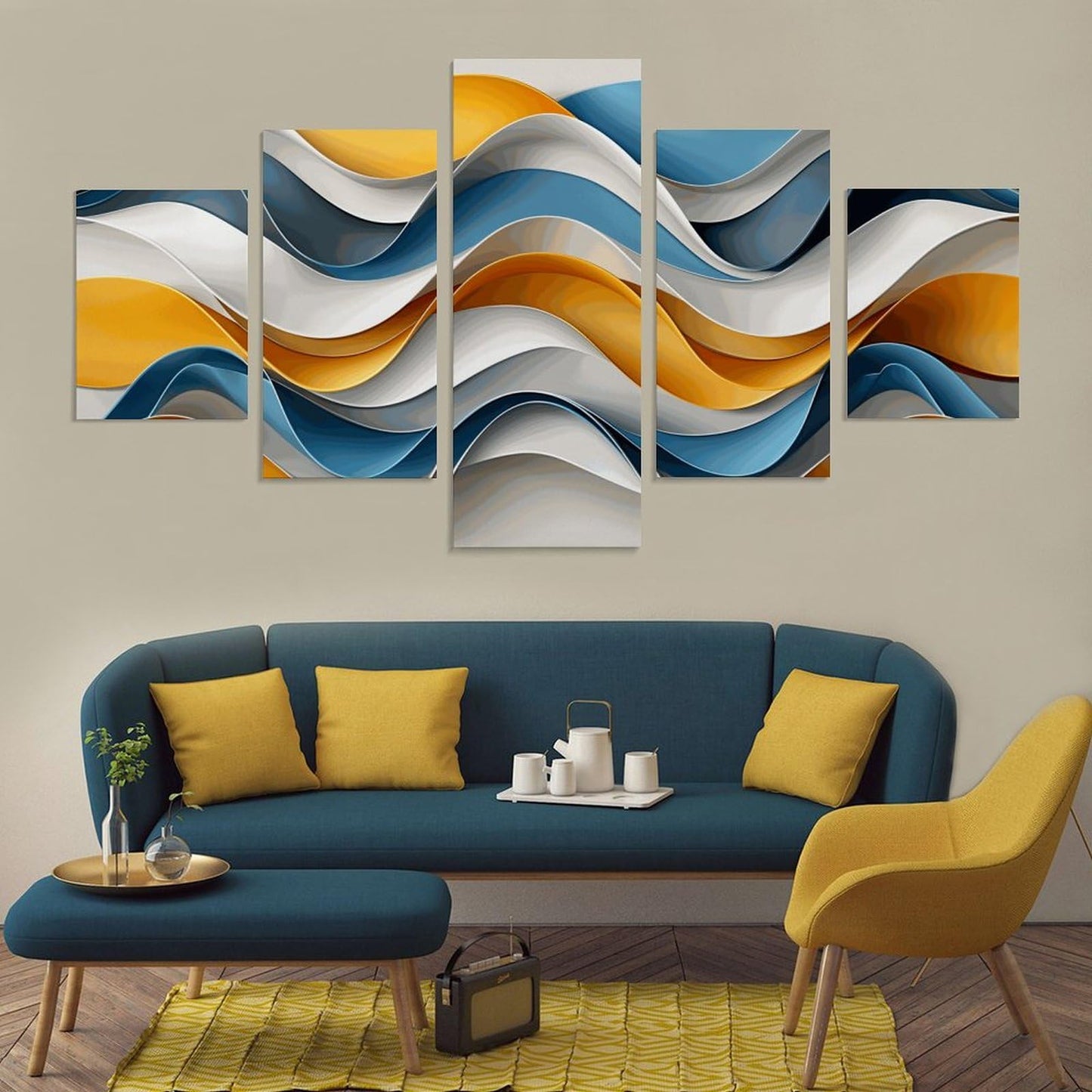 BNSSJAVS Canvas Wall Art 5 Pieces, 60 x 32 in / 153 x 82 cm, Large Photo Modern Decorations 5 Panels, Poster Art Printed Artwork for Home Improvement, Living Room Accessory - Artistic patterns