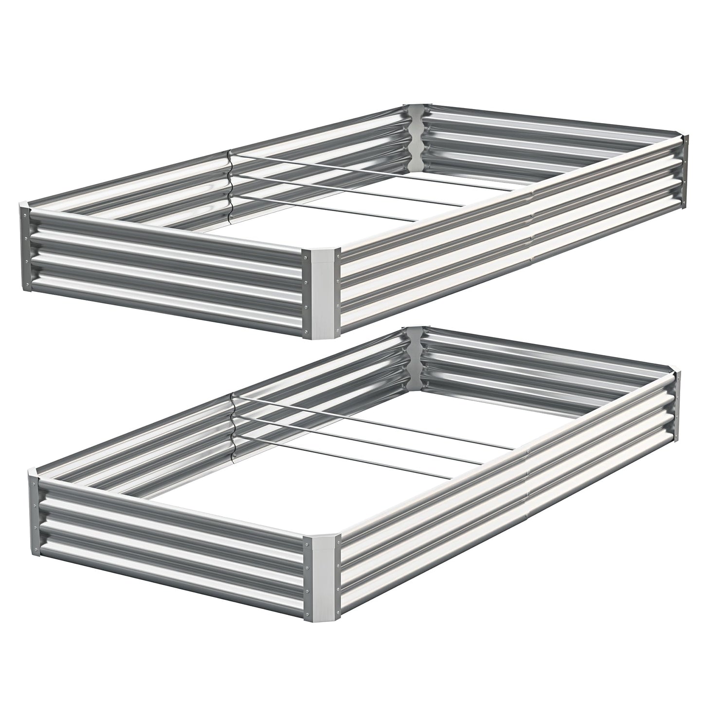Anmiro Galvanized Raised Garden Bed,Outdoor Planter Box Metal Patio Kit Planting Bed for Vegetables Flowers Herb (Galvanized, 8x4x1ft-2p)