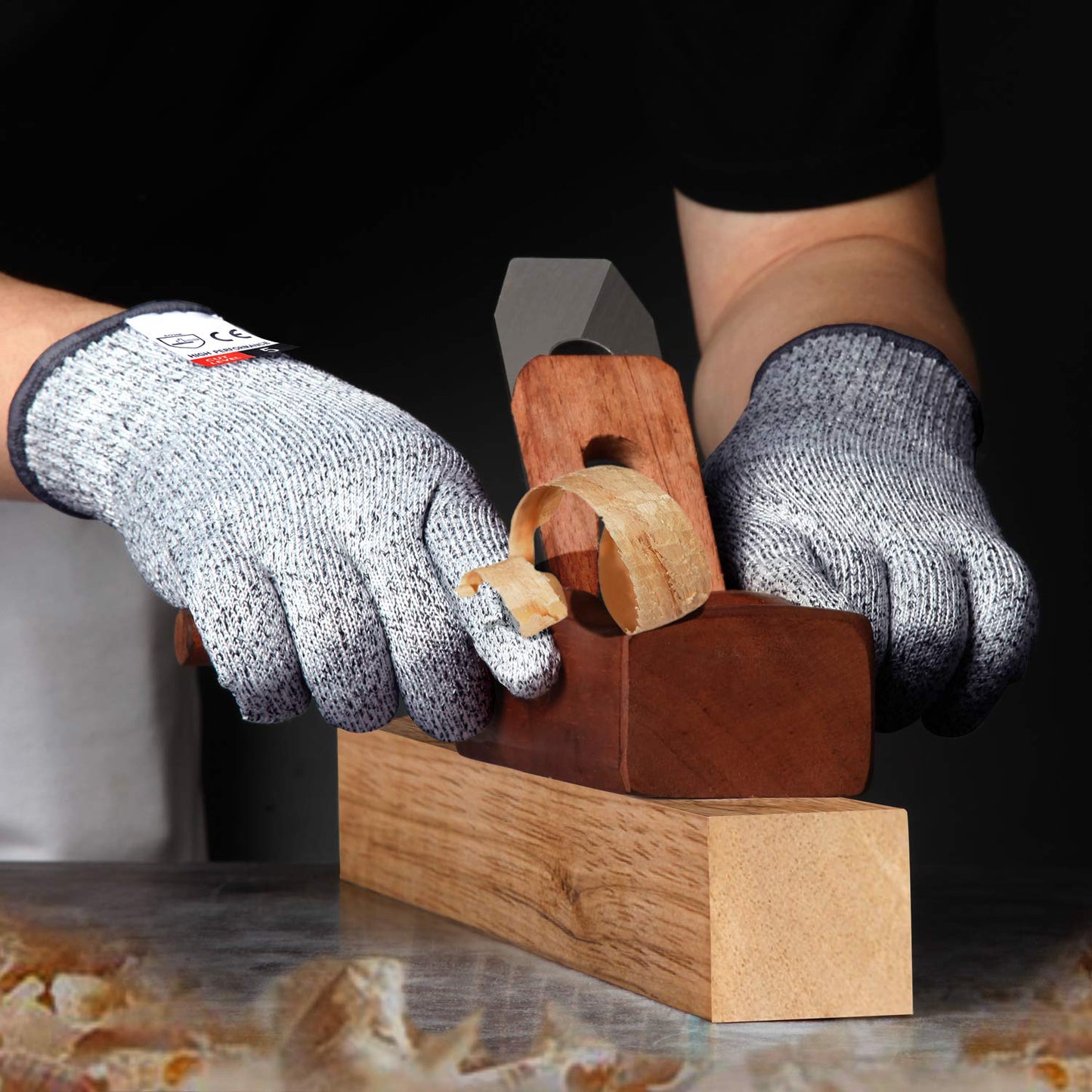 Apaffa Cut Resistant Work Gloves Large, 2PCS Cut Proof Gloves with Anti-slip Silicone Coating, Level 5 Protection